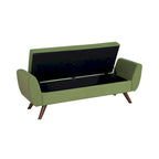 Panca portaoggetti con gambe in legno, 152 cm, rivestita in crema/oliva/blu/marrone