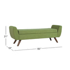 Panca portaoggetti con gambe in legno, 152 cm, rivestita in crema/oliva/blu/marrone
