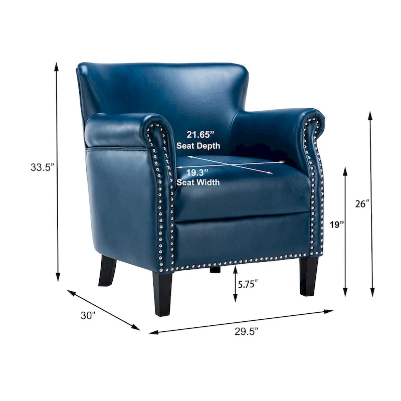 Poltrona Club in Similpelle, Posto Singolo | Rosso, Caramello, Verde acqua, Cammello, Blu navy, Carbone