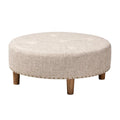 Pouf/Ottoman rotondo trapuntato beige/grigio, stile contemporaneo, 1 posto
