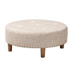 Pouf/Ottoman rotondo trapuntato beige/grigio, stile contemporaneo, 1 posto