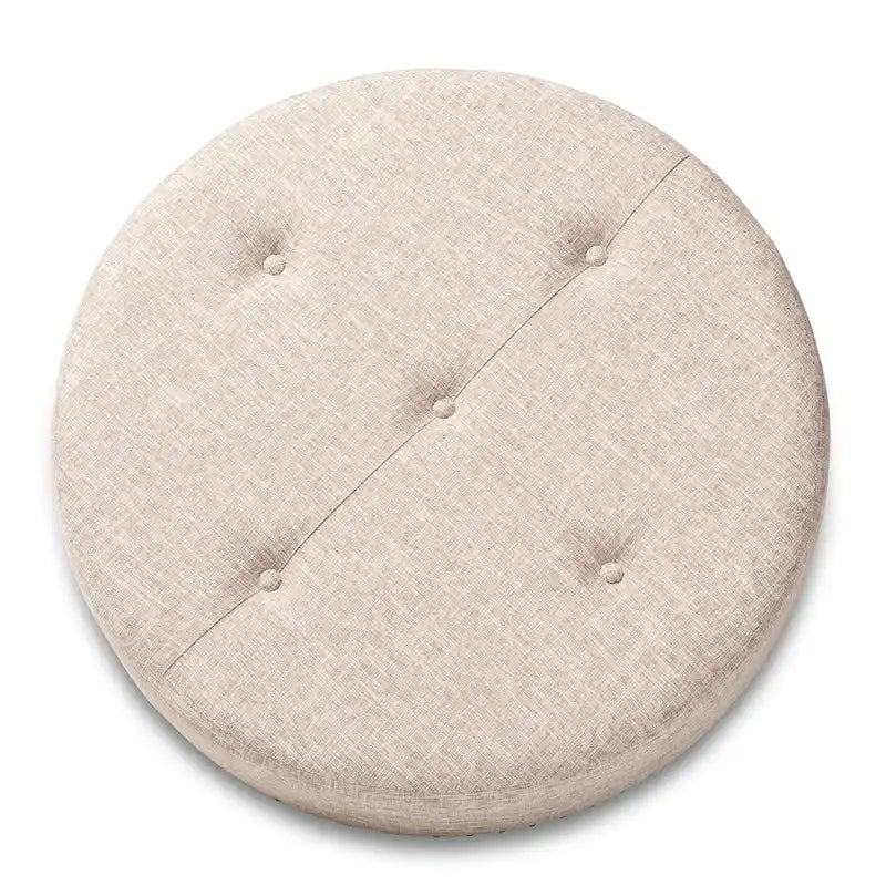Pouf/Ottoman rotondo trapuntato beige/grigio, stile contemporaneo, 1 posto