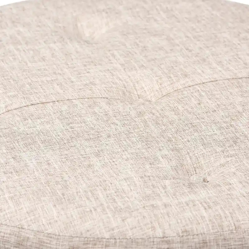 Pouf/Ottoman rotondo trapuntato beige/grigio, stile contemporaneo, 1 posto