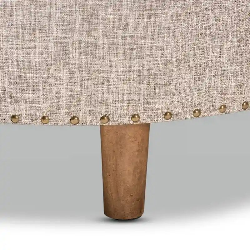 Pouf/Ottoman rotondo trapuntato beige/grigio, stile contemporaneo, 1 posto