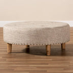 Pouf/Ottoman rotondo trapuntato beige/grigio, stile contemporaneo, 1 posto
