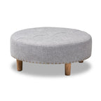 Pouf/Ottoman rotondo trapuntato beige/grigio, stile contemporaneo, 1 posto
