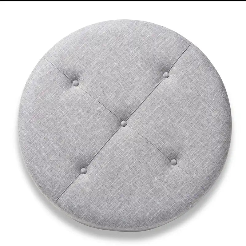 Pouf/Ottoman rotondo trapuntato beige/grigio, stile contemporaneo, 1 posto