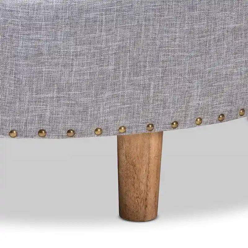 Pouf/Ottoman rotondo trapuntato beige/grigio, stile contemporaneo, 1 posto