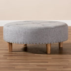 Pouf/Ottoman rotondo trapuntato beige/grigio, stile contemporaneo, 1 posto