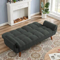 Divano letto futon convertibile a 2 posti da 190 cm grigio scuro/giallo/grigio/beige/verde, schienale reclinabile diviso