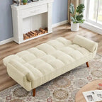 Divano letto futon convertibile a 2 posti da 190 cm grigio scuro/giallo/grigio/beige/verde, schienale reclinabile diviso