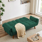 Divano letto futon convertibile a 2 posti da 190 cm grigio scuro/giallo/grigio/beige/verde, schienale reclinabile diviso