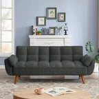 Divano letto futon convertibile a 2 posti da 190 cm grigio scuro/giallo/grigio/beige/verde, schienale reclinabile diviso