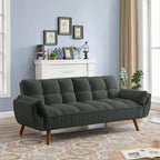 Divano letto futon convertibile a 2 posti da 190 cm grigio scuro/giallo/grigio/beige/verde, schienale reclinabile diviso