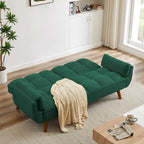 Divano letto futon convertibile a 2 posti da 190 cm grigio scuro/giallo/grigio/beige/verde, schienale reclinabile diviso