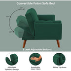 Divano letto futon convertibile a 2 posti da 190 cm grigio scuro/giallo/grigio/beige/verde, schienale reclinabile diviso