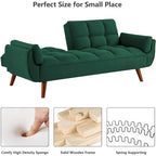 Divano letto futon convertibile a 2 posti da 190 cm grigio scuro/giallo/grigio/beige/verde, schienale reclinabile diviso