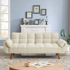 Divano letto futon convertibile a 2 posti da 190 cm grigio scuro/giallo/grigio/beige/verde, schienale reclinabile diviso