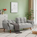 Divano letto futon convertibile a 2 posti da 190 cm grigio scuro/giallo/grigio/beige/verde, schienale reclinabile diviso