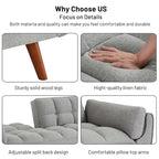 Divano letto futon convertibile a 2 posti da 190 cm grigio scuro/giallo/grigio/beige/verde, schienale reclinabile diviso