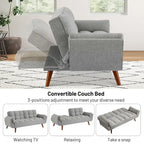 Divano letto futon convertibile a 2 posti da 190 cm grigio scuro/giallo/grigio/beige/verde, schienale reclinabile diviso