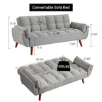 Divano letto futon convertibile a 2 posti da 190 cm grigio scuro/giallo/grigio/beige/verde, schienale reclinabile diviso