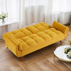 Divano letto futon convertibile a 2 posti da 190 cm grigio scuro/giallo/grigio/beige/verde, schienale reclinabile diviso