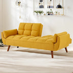 Divano letto futon convertibile a 2 posti da 190 cm grigio scuro/giallo/grigio/beige/verde, schienale reclinabile diviso