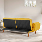 Divano letto futon convertibile a 2 posti da 190 cm grigio scuro/giallo/grigio/beige/verde, schienale reclinabile diviso