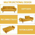 Divano letto futon convertibile a 2 posti da 190 cm grigio scuro/giallo/grigio/beige/verde, schienale reclinabile diviso