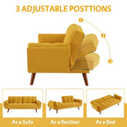 Divano letto futon convertibile a 2 posti da 190 cm grigio scuro/giallo/grigio/beige/verde, schienale reclinabile diviso