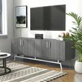 Mobile TV da 60" con armadietto a 4 ante, base in metallo – Grigio anticato/Argento o Rovere bianco/Nero