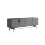 Mobile TV da 60" con armadietto a 4 ante, base in metallo – Grigio anticato/Argento o Rovere bianco/Nero