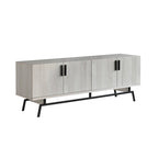 Mobile TV da 60" con armadietto a 4 ante, base in metallo – Grigio anticato/Argento o Rovere bianco/Nero