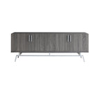 Mobile TV da 60" con armadietto a 4 ante, base in metallo – Grigio anticato/Argento o Rovere bianco/Nero
