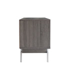 Mobile TV da 60" con armadietto a 4 ante, base in metallo – Grigio anticato/Argento o Rovere bianco/Nero