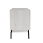 Mobile TV da 60" con armadietto a 4 ante, base in metallo – Grigio anticato/Argento o Rovere bianco/Nero
