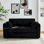 Divano Letto Estraibile Nero, Recliner 3-in-1, 2 Posti