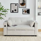 Divano Letto Estraibile Nero, Recliner 3-in-1, 2 Posti