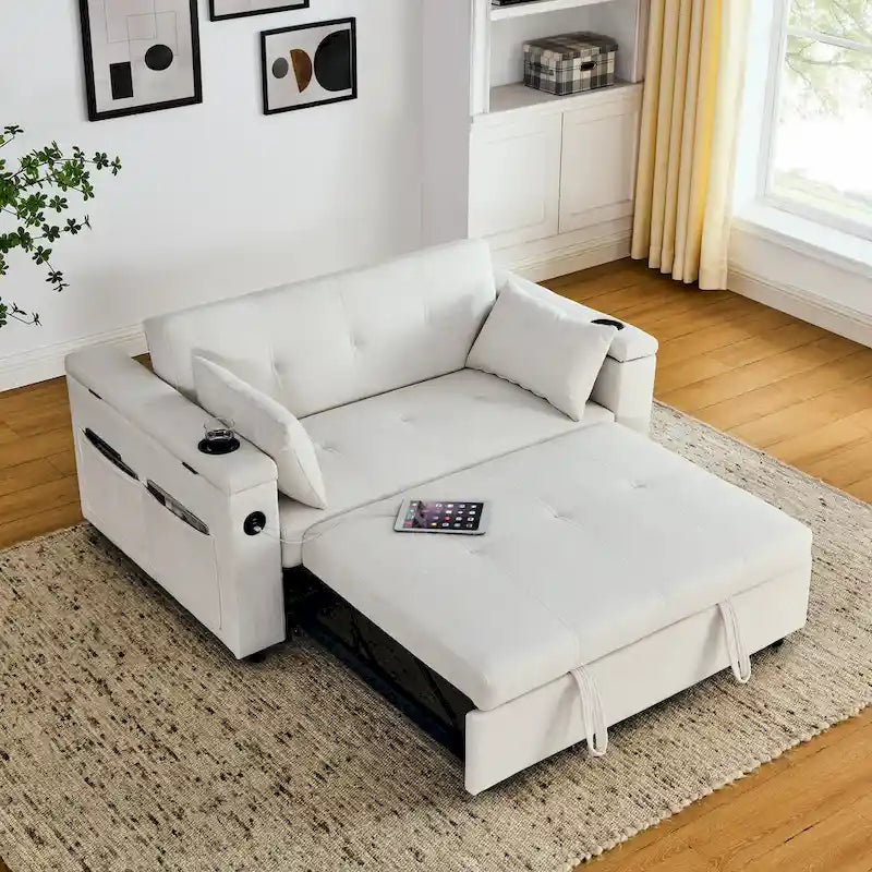 Divano Letto Estraibile Nero, Recliner 3-in-1, 2 Posti