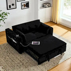 Divano Letto Estraibile Nero, Recliner 3-in-1, 2 Posti