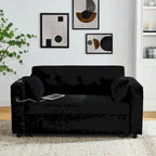 Divano Letto Estraibile Nero, Recliner 3-in-1, 2 Posti
