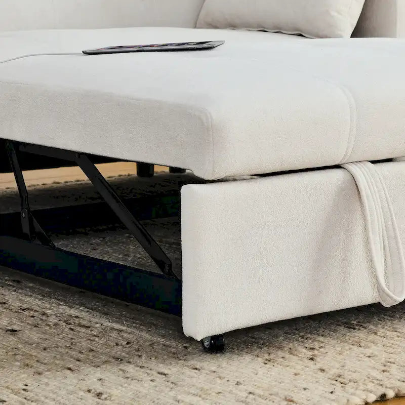 Divano Letto Estraibile Nero, Recliner 3-in-1, 2 Posti