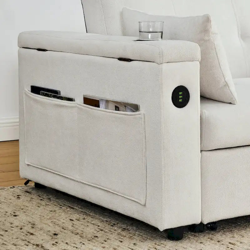 Divano Letto Estraibile Nero, Recliner 3-in-1, 2 Posti
