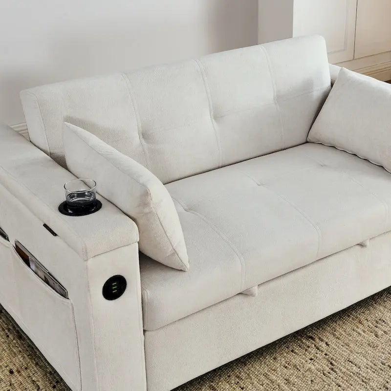 Divano Letto Estraibile Nero, Recliner 3-in-1, 2 Posti