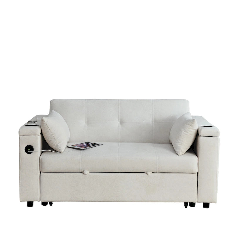 Divano Letto Estraibile Nero, Recliner 3-in-1, 2 Posti