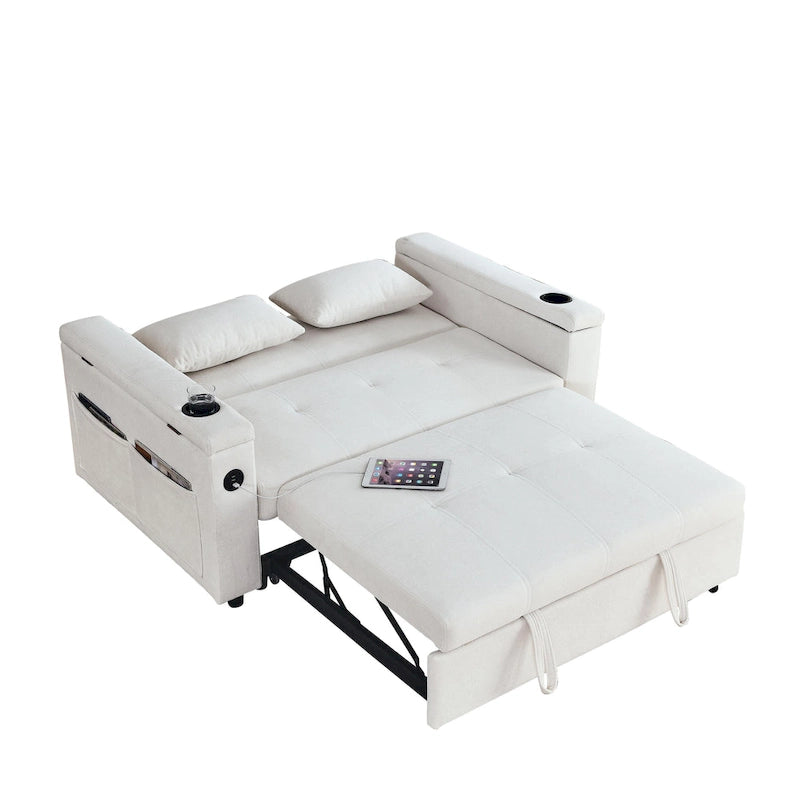 Divano Letto Estraibile Nero, Recliner 3-in-1, 2 Posti