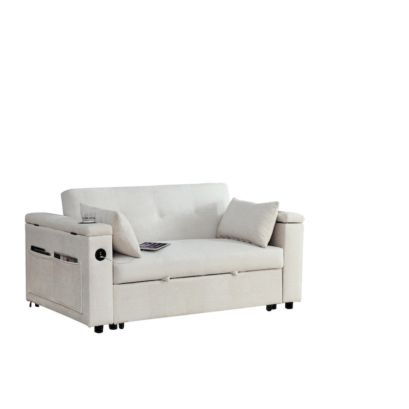 Divano Letto Estraibile Nero, Recliner 3-in-1, 2 Posti