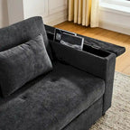 Divano Letto Estraibile Nero, Recliner 3-in-1, 2 Posti