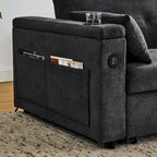 Divano Letto Estraibile Nero, Recliner 3-in-1, 2 Posti